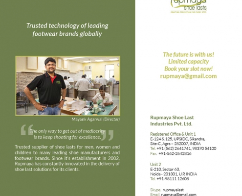 mayank agarwal director of shoe last factory rupmaya india flyer